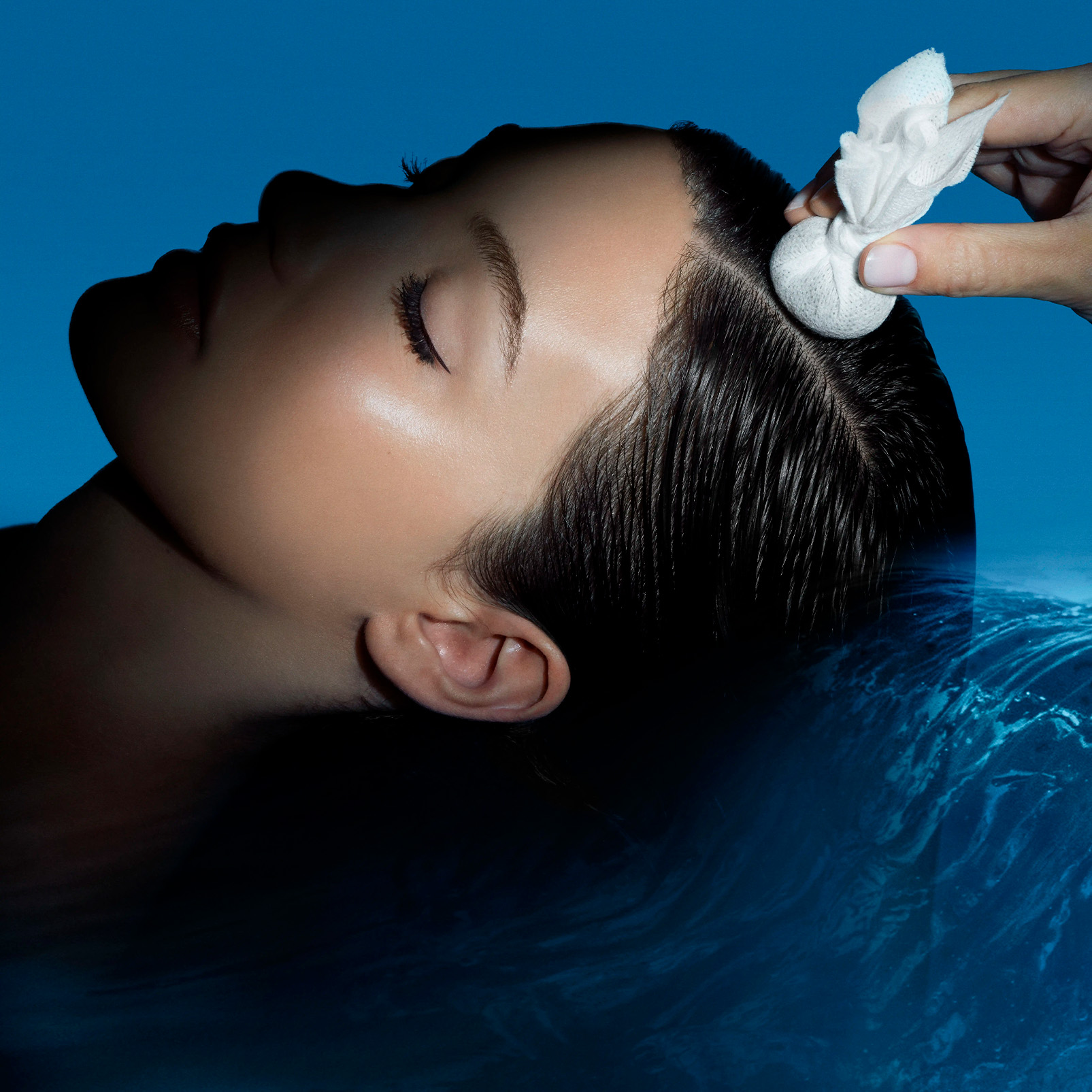 Woman getting a soothing scalp treatment