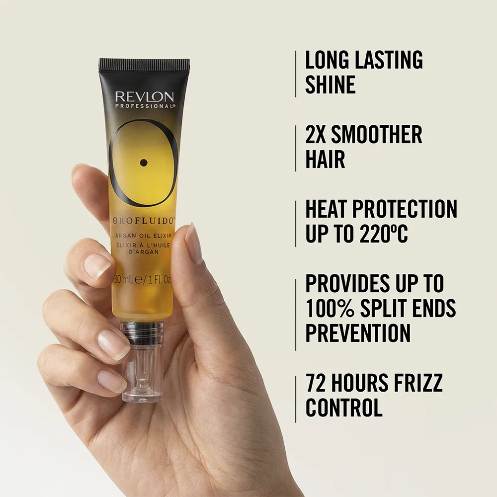 A hand holding the Orofluido Elixir