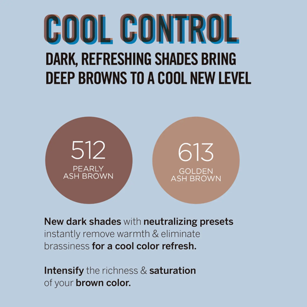 Graphic highlighting the difference shades that can be used to cool deep brown hair